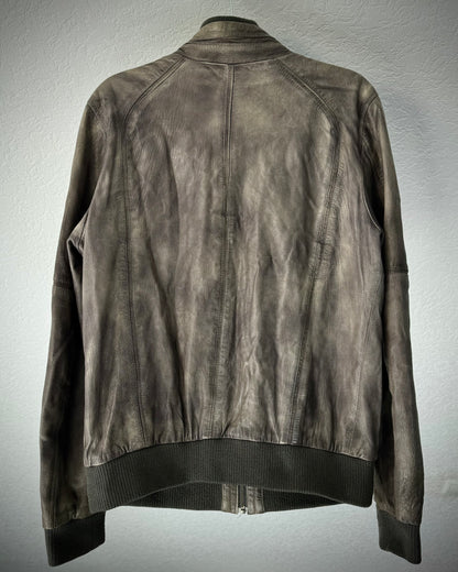 Prens Earthy Patina Grained Leather Jacket