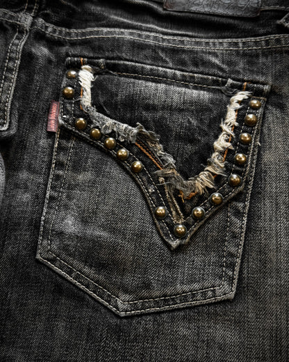 Tornado Mart Spiral Fringe Western Flared Jeans
