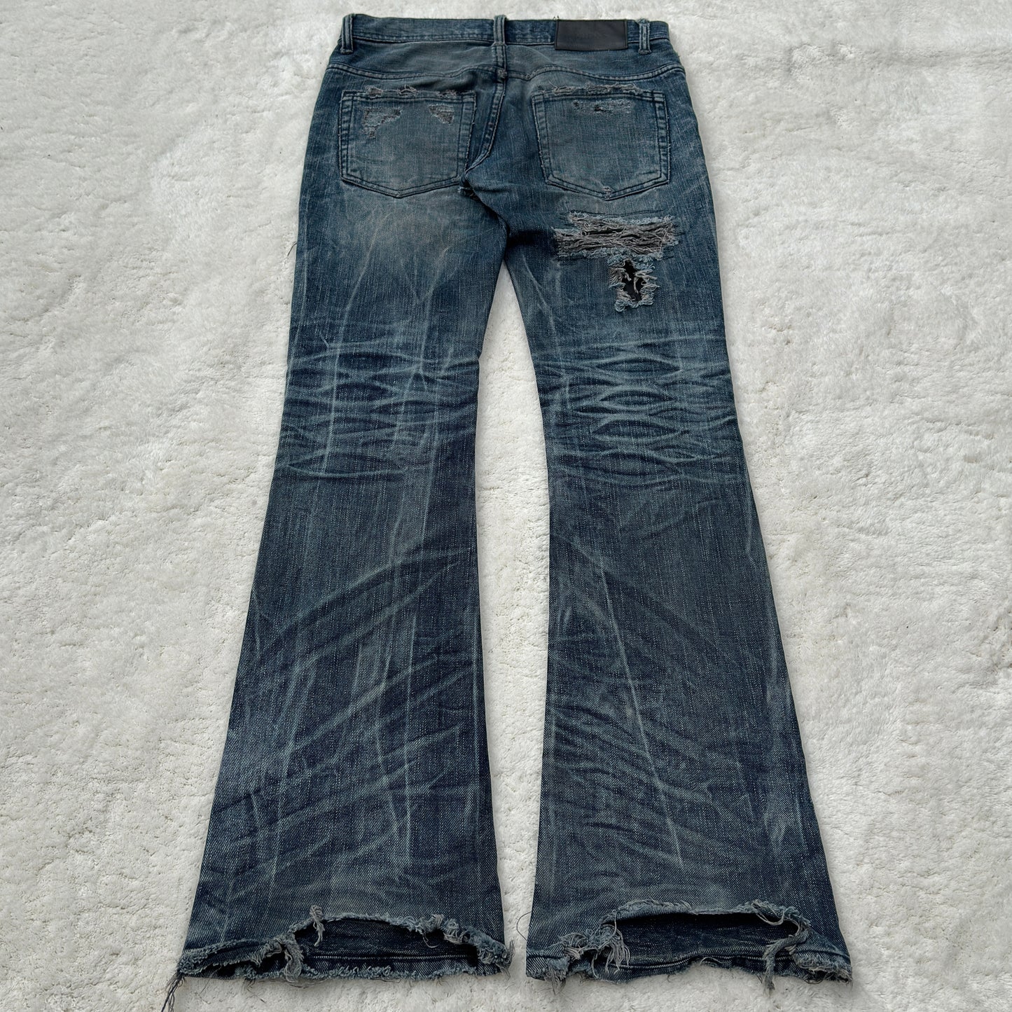 Midas Boro Stitched Distressed Flared Denim