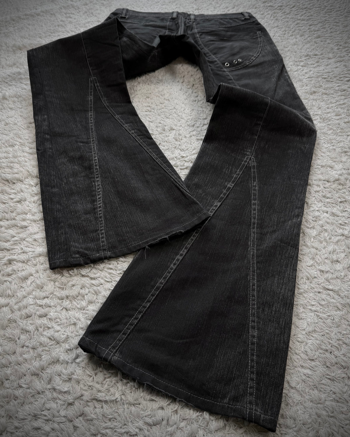 Semantic Design Stone Washed Paneling Flared Pants