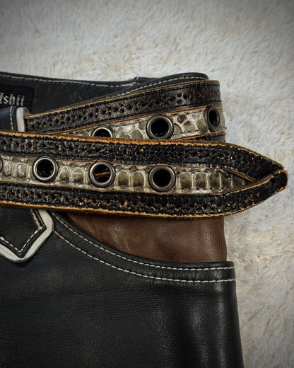 Tornado Mart Python Vintage Leather Belt