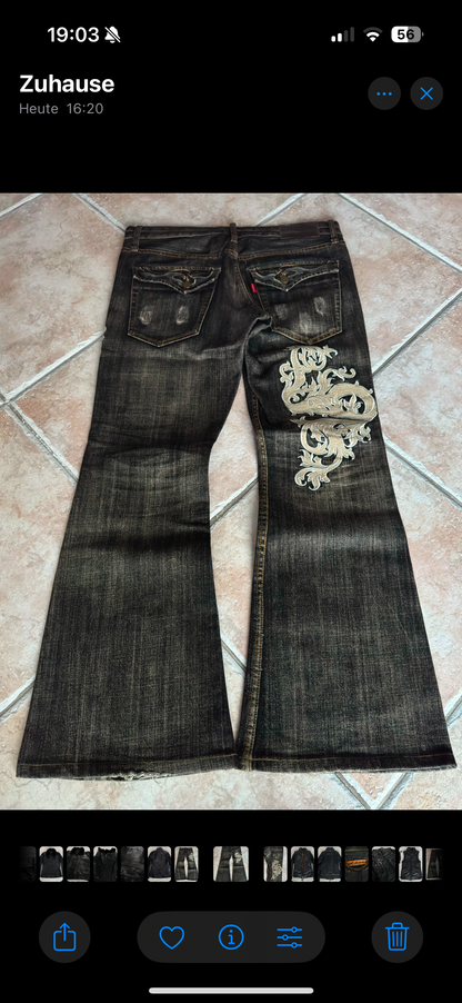 Tornado Mart Tribal Flared Jeans