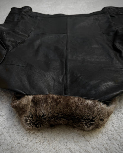 Comme Ça Men Rabbit Fur Collar Sheepskin Leather Jacket