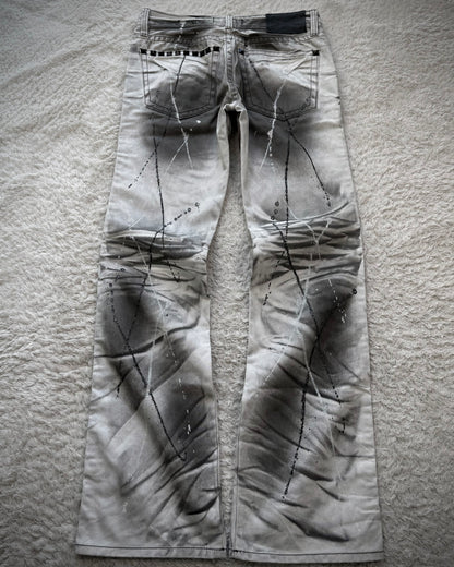 Xfrm Luster Splatter Clawmarks Studded Flared Jeans