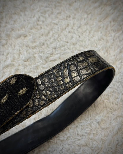 5351 Pour Les Hommes Crocodile Textured Leather Belt