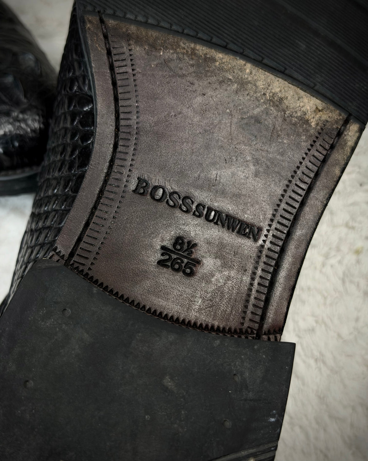Boss Sunwen Depth Sculpted Crocodile Leather Dress Boots