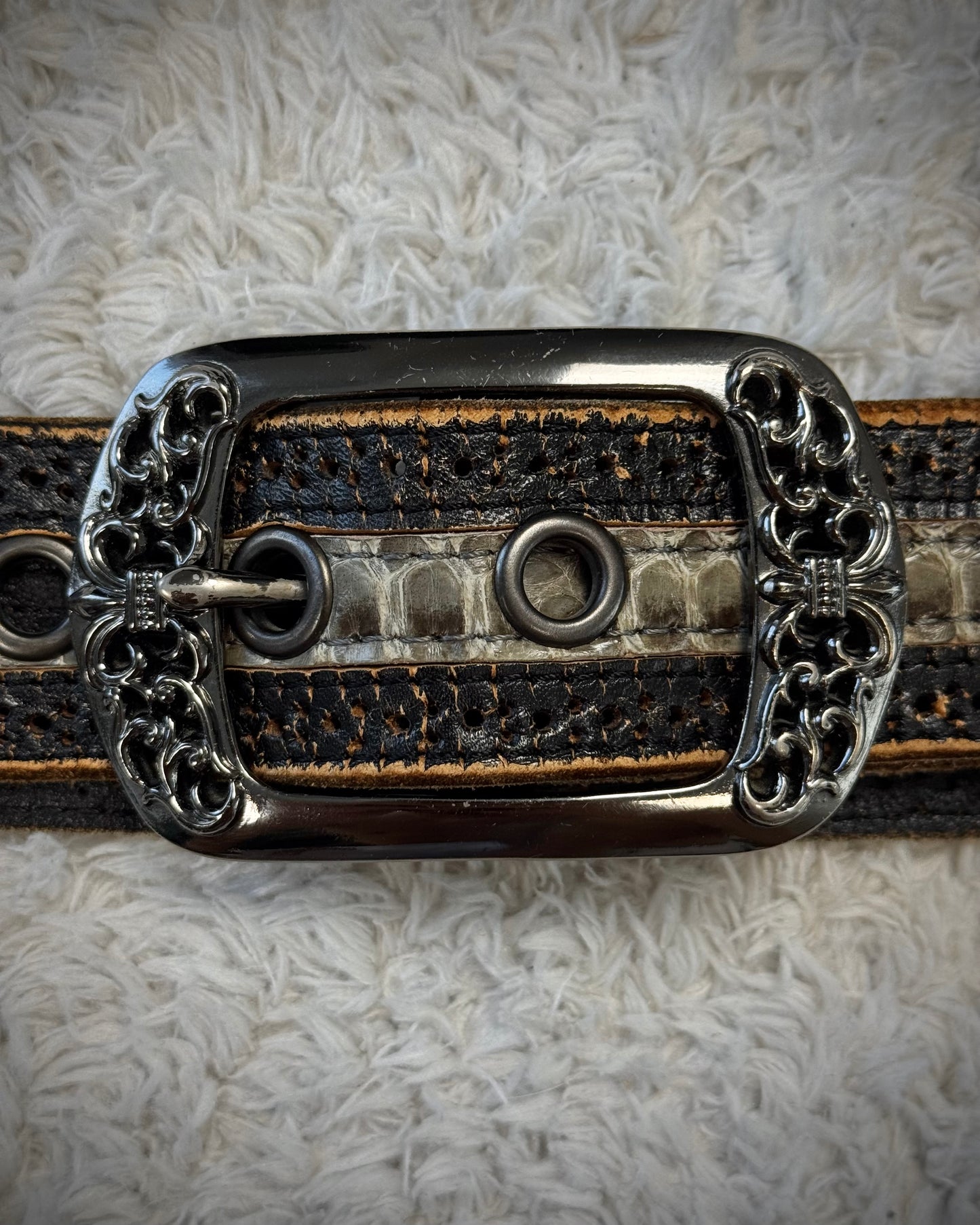 Tornado Mart Python Vintage Leather Belt