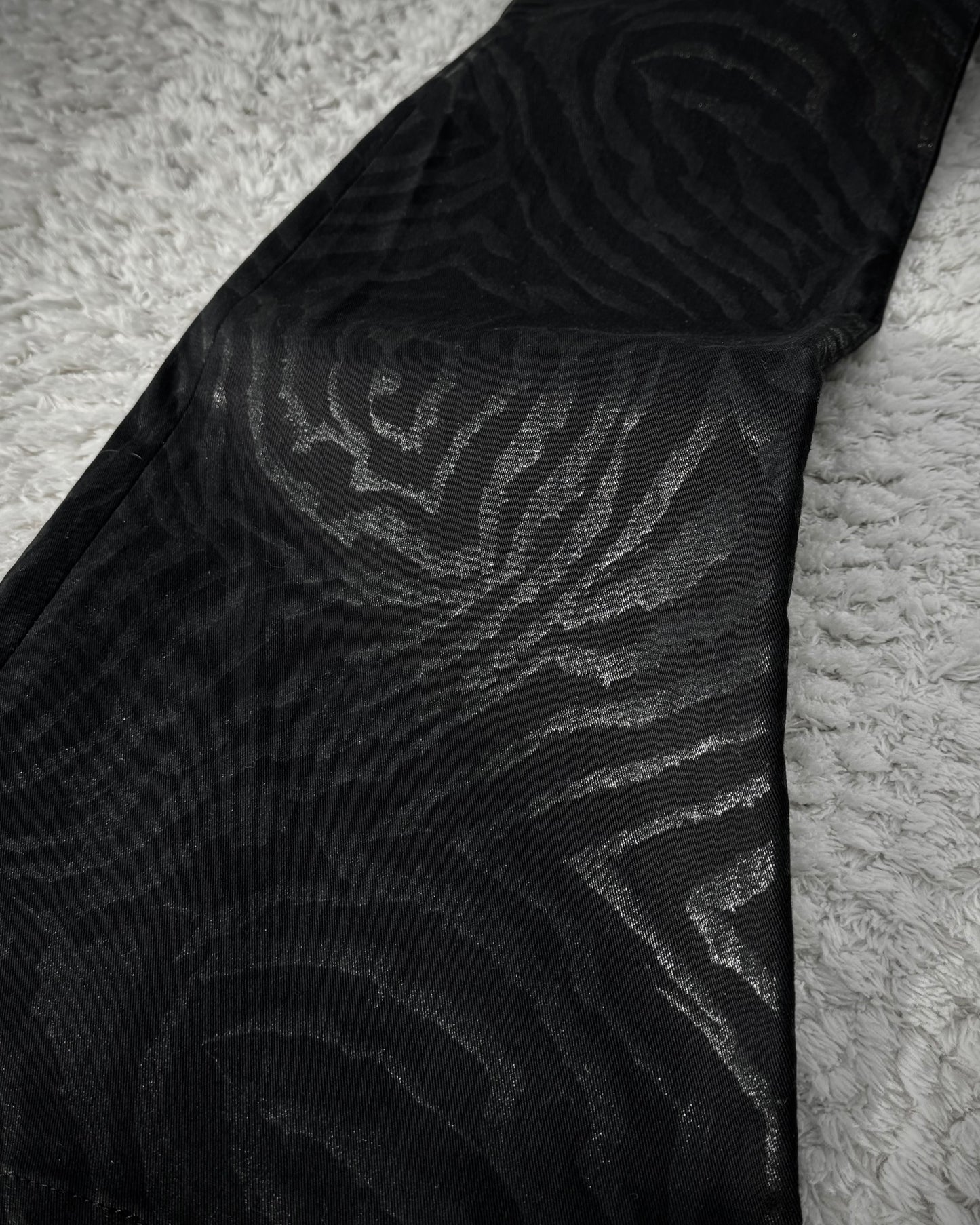 Tornado Mart Zebra Waxed Flared Pants