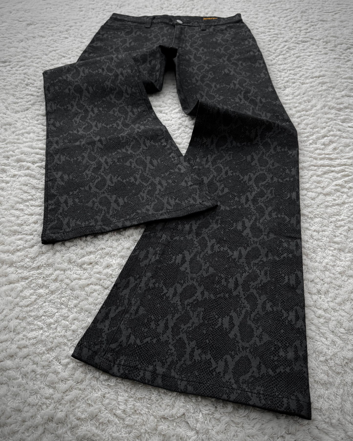 Bison Snakeskin Pattern Flared Pants