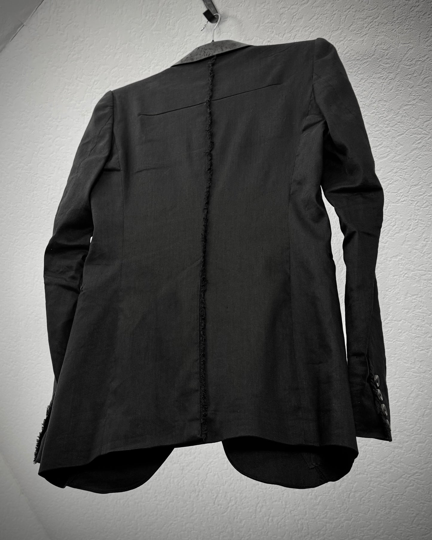 L.G.B. “JK-6” Fringed Spine Goat Collar Cross Blazer
