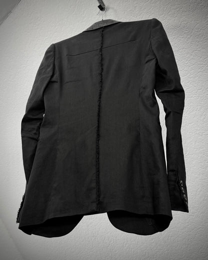 L.G.B. “JK-6” Fringed Spine Goat Collar Cross Blazer