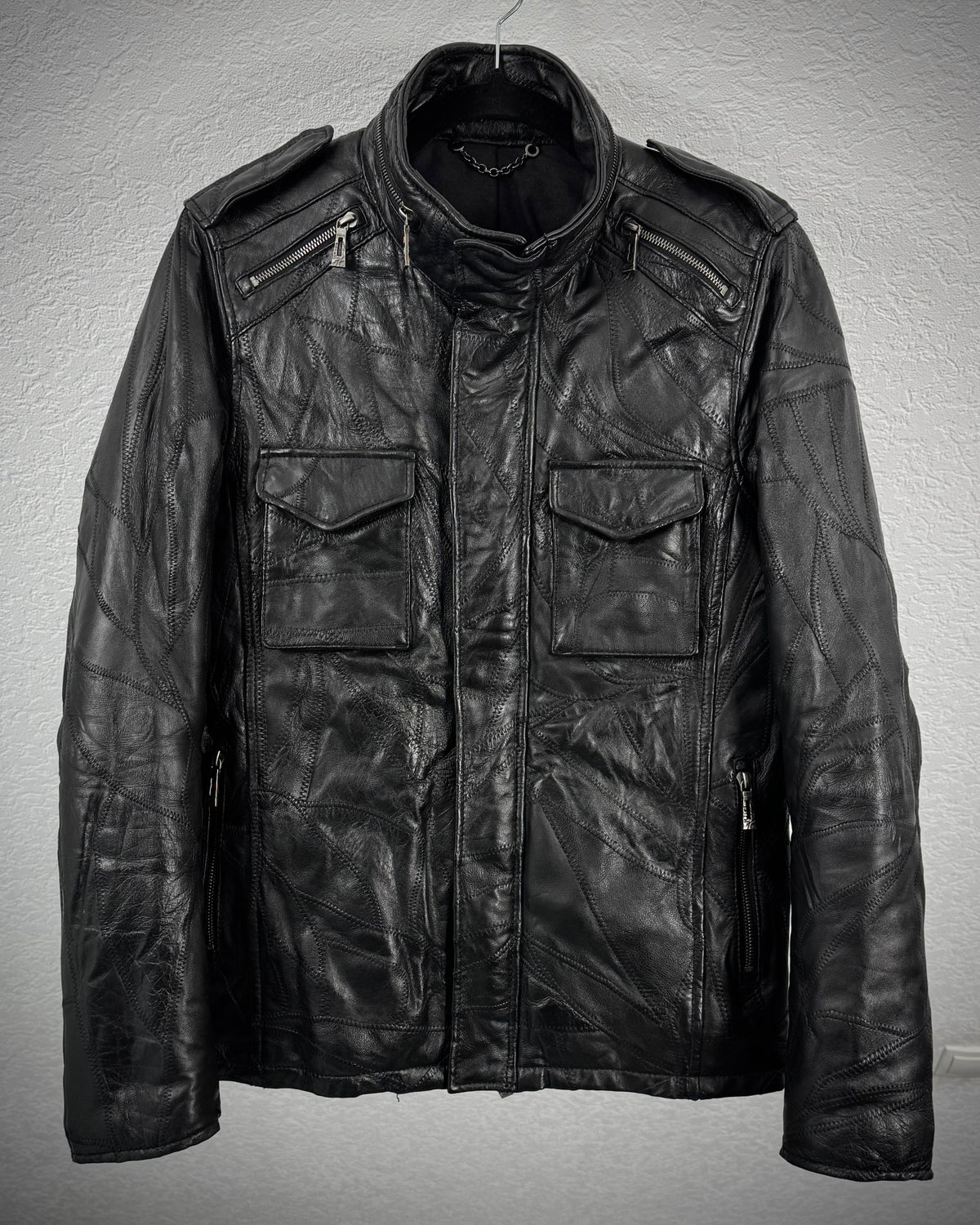 CAV-000 Scar Stitched Patchwork Leather Jacket