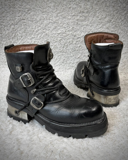 New Rock Steel Heel Leather Boots