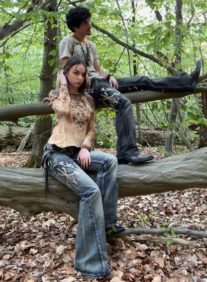 Share Spirit Tribal Sepia Washed Longsleeve Shirt