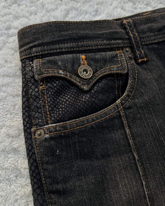 Morgan Homme Mud Washed Snakeskin Flared Jeans