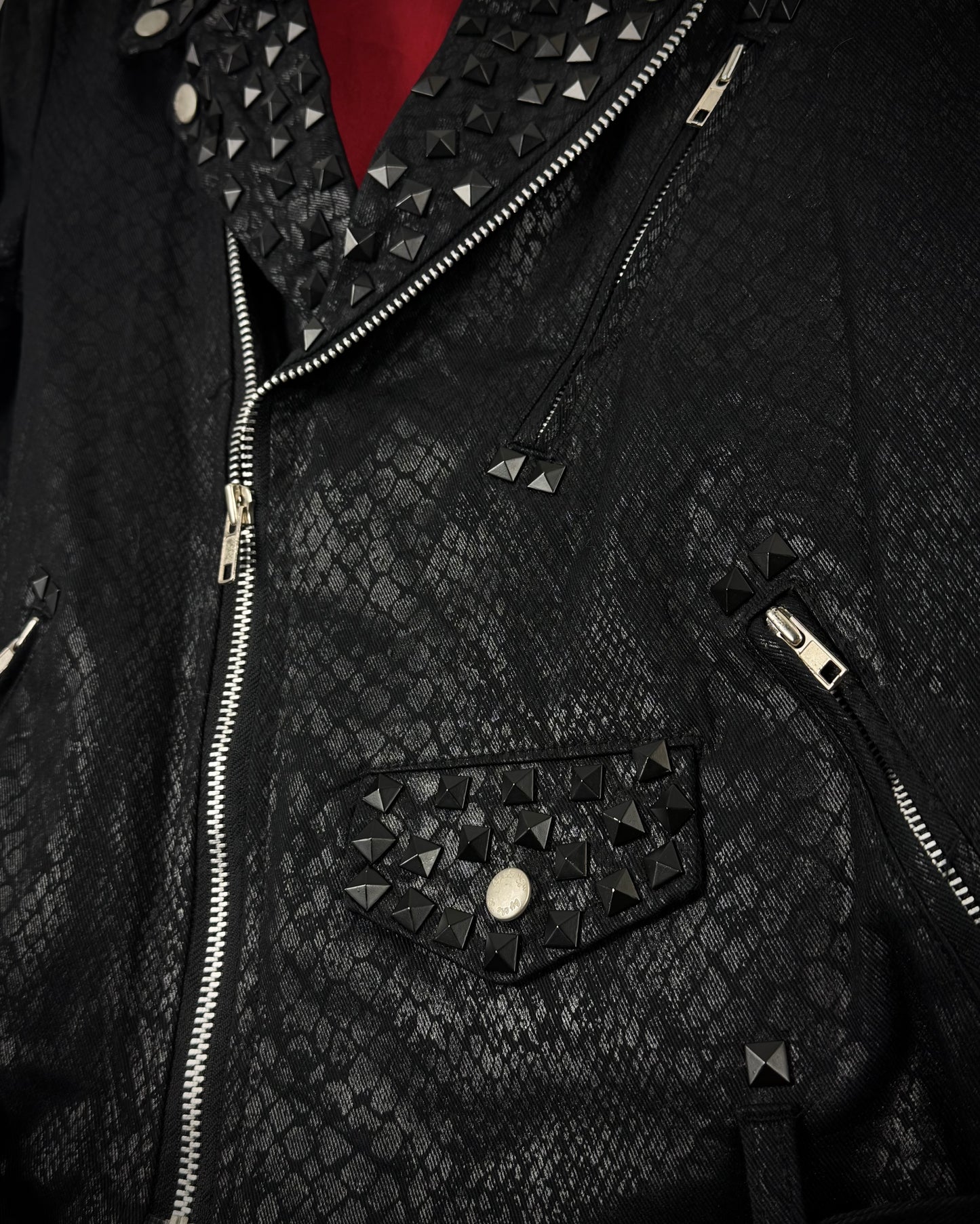 By The R Python Waxed Studded Biker Jacket