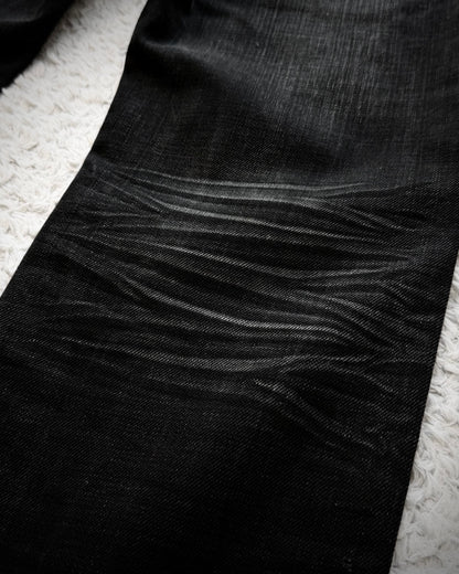 Tete Homme Repaired Distressing Whiskered Flared Jeans