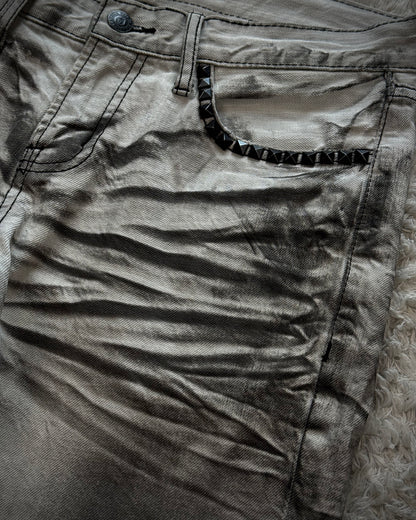 CavariA Leopard Repaired Clawmarks Bootcut Jeans