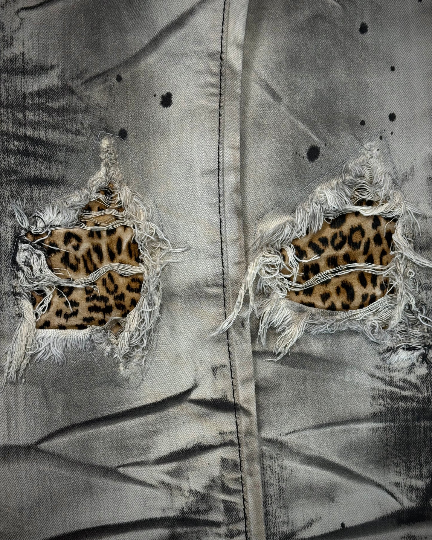 CavariA Leopard Repaired Clawmarks Bootcut Denim
