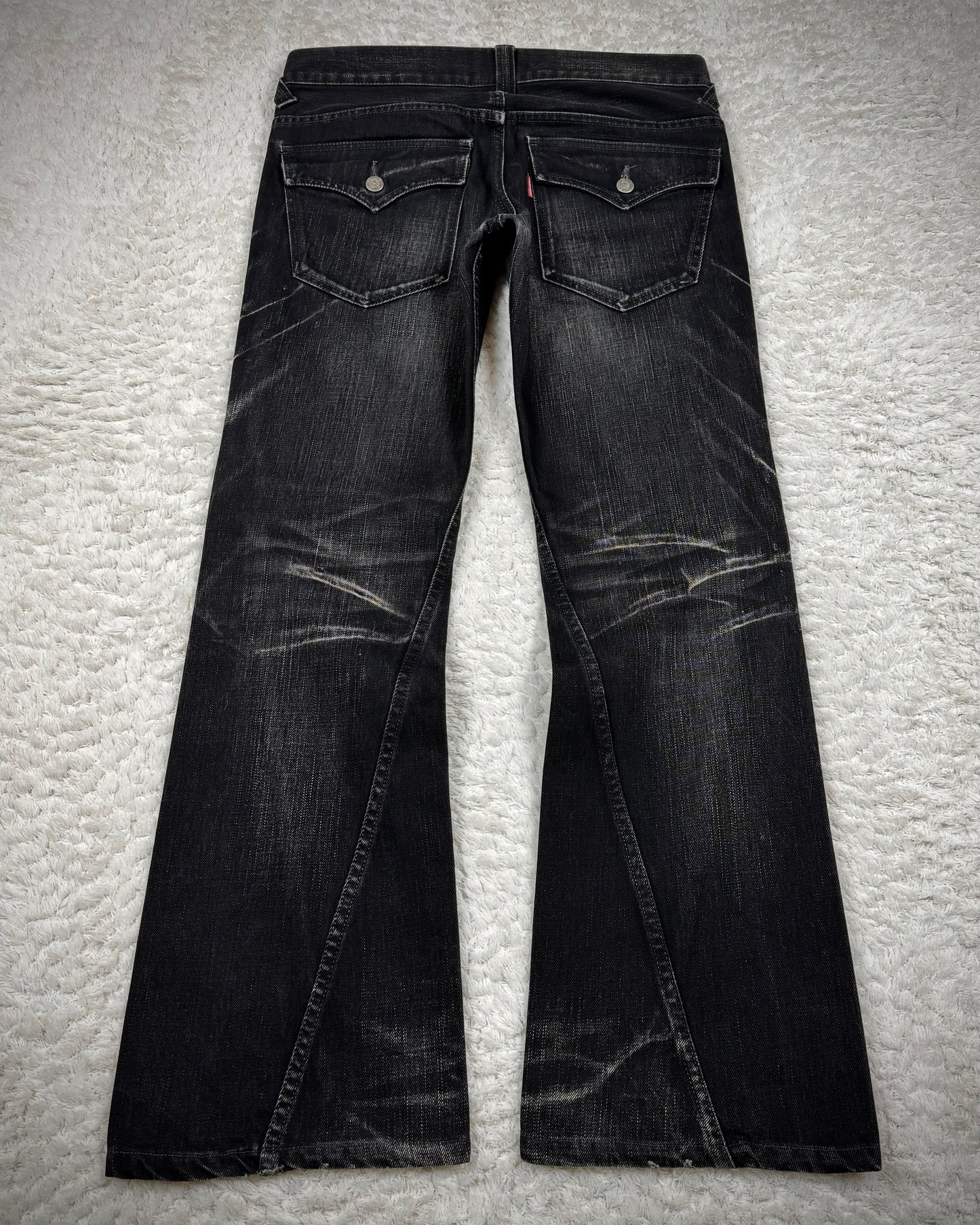 Tornado Mart Blood Clawmark Washed Spiral Flared Jeans
