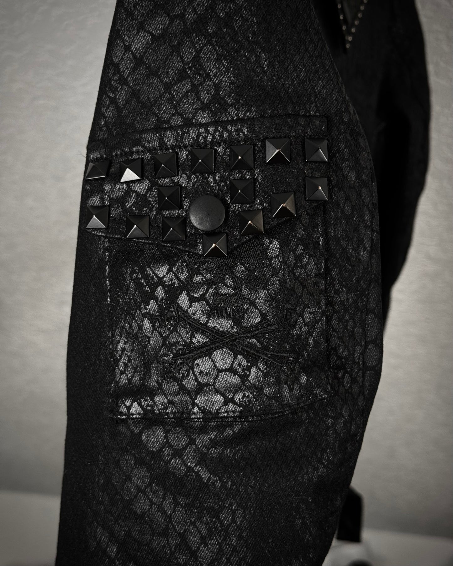 By The R Python Waxed Studded Biker Jacket