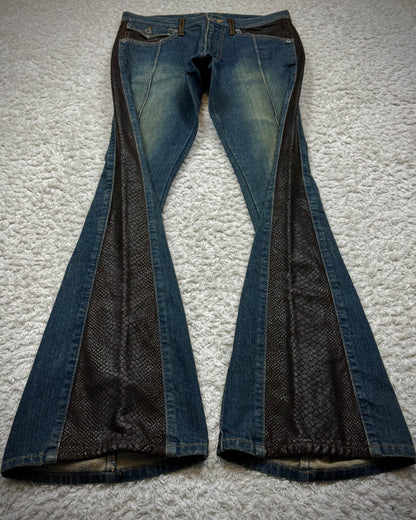 Morgan Homme Python Shimmer Mud Washed Flared Jeans