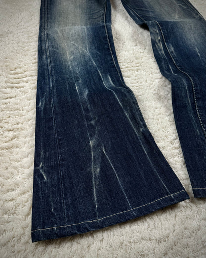 Vanquish Whisker Washed Flared Jeans