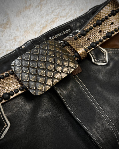 Diavlo Python Buckle & Textured Studded Leather Belt