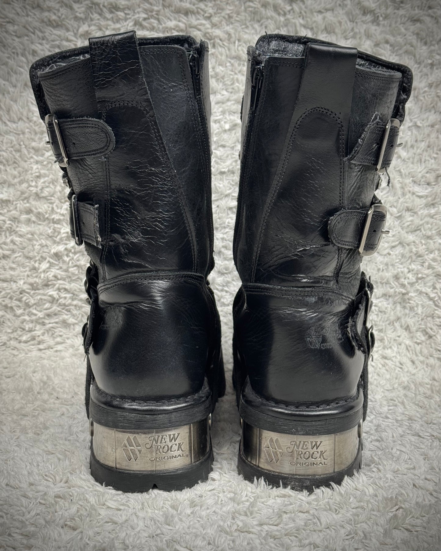 New Rock Steel Heel Leather Boots