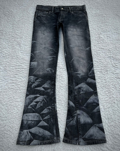 Tornado Mart Backlace Crystal Washed Flared Jeans