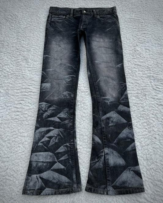 Tornado Mart Backlace Crystal Washed Flared Jeans