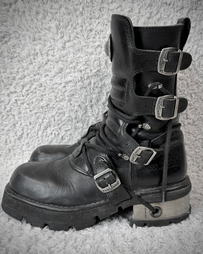 New Rock Steel Heel Leather Boots