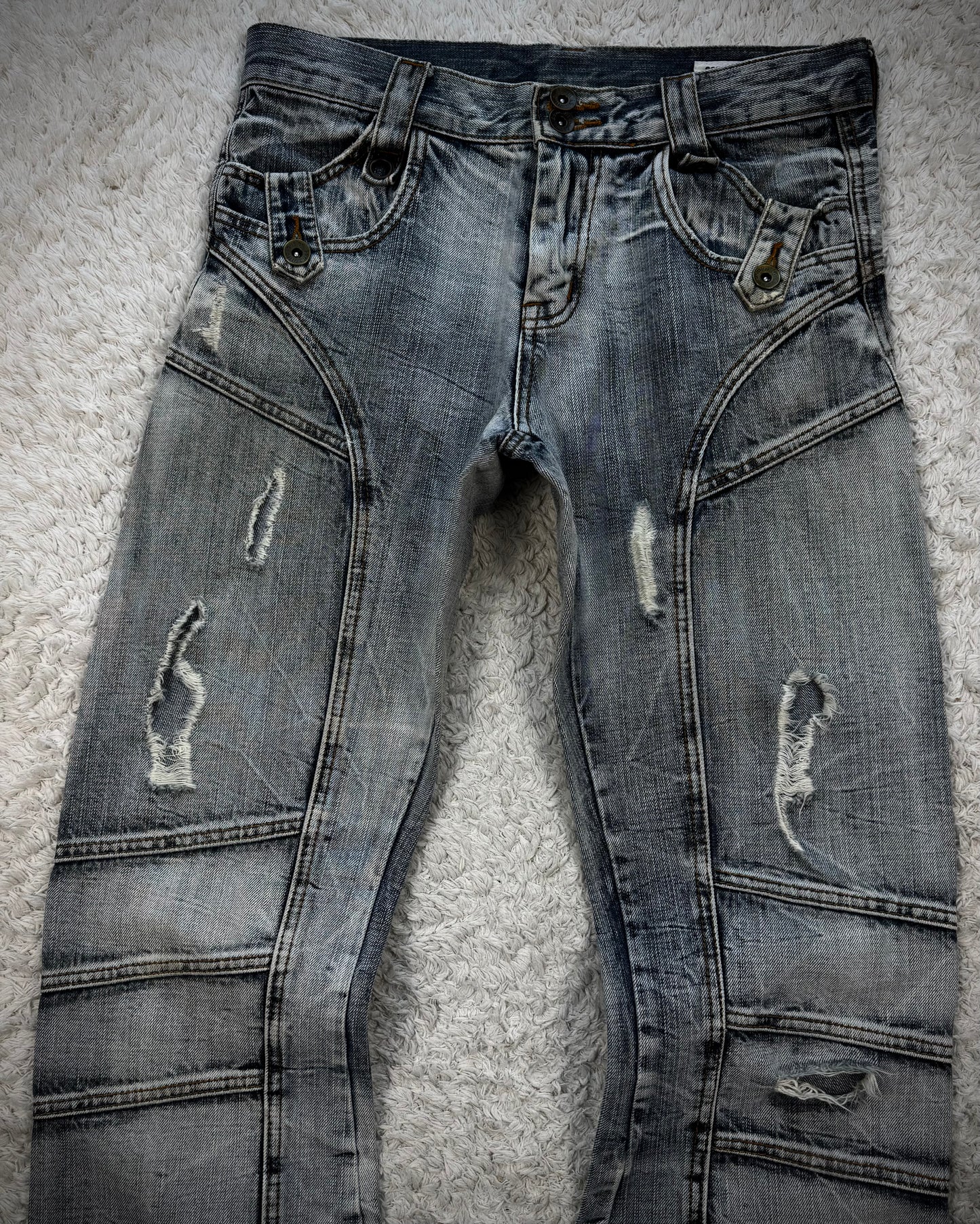 Semantic Design Honeycomb Washed Flared Jeans