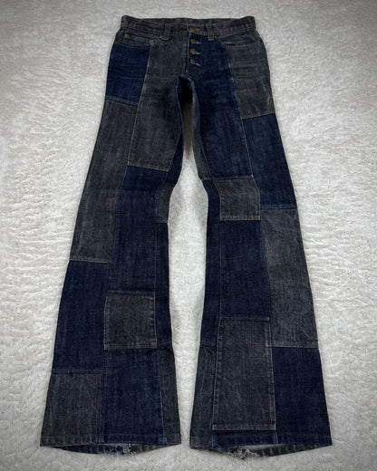 Tornado Mart Raw Denim Patchwork Flared Jeans