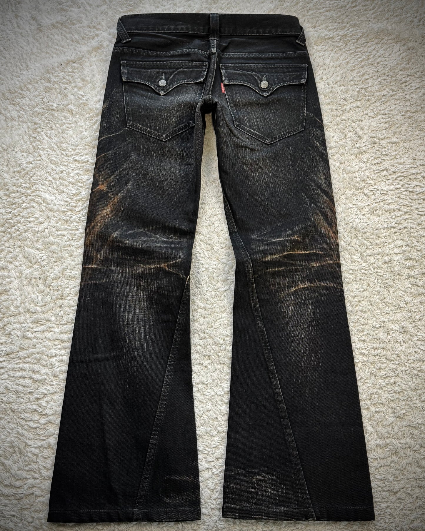 Tornado Mart Mud Clawmarks Washed Spiral Flared Jeans