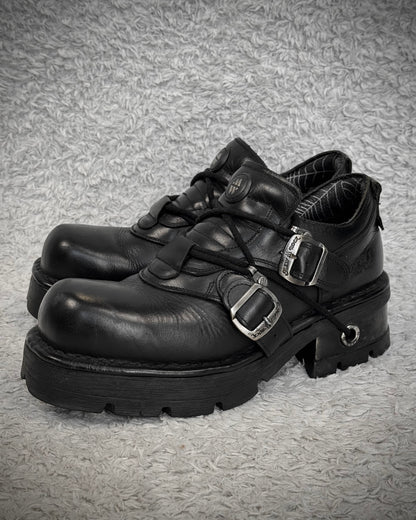 New Rock Gun Metal Steel Heel Leather Boots