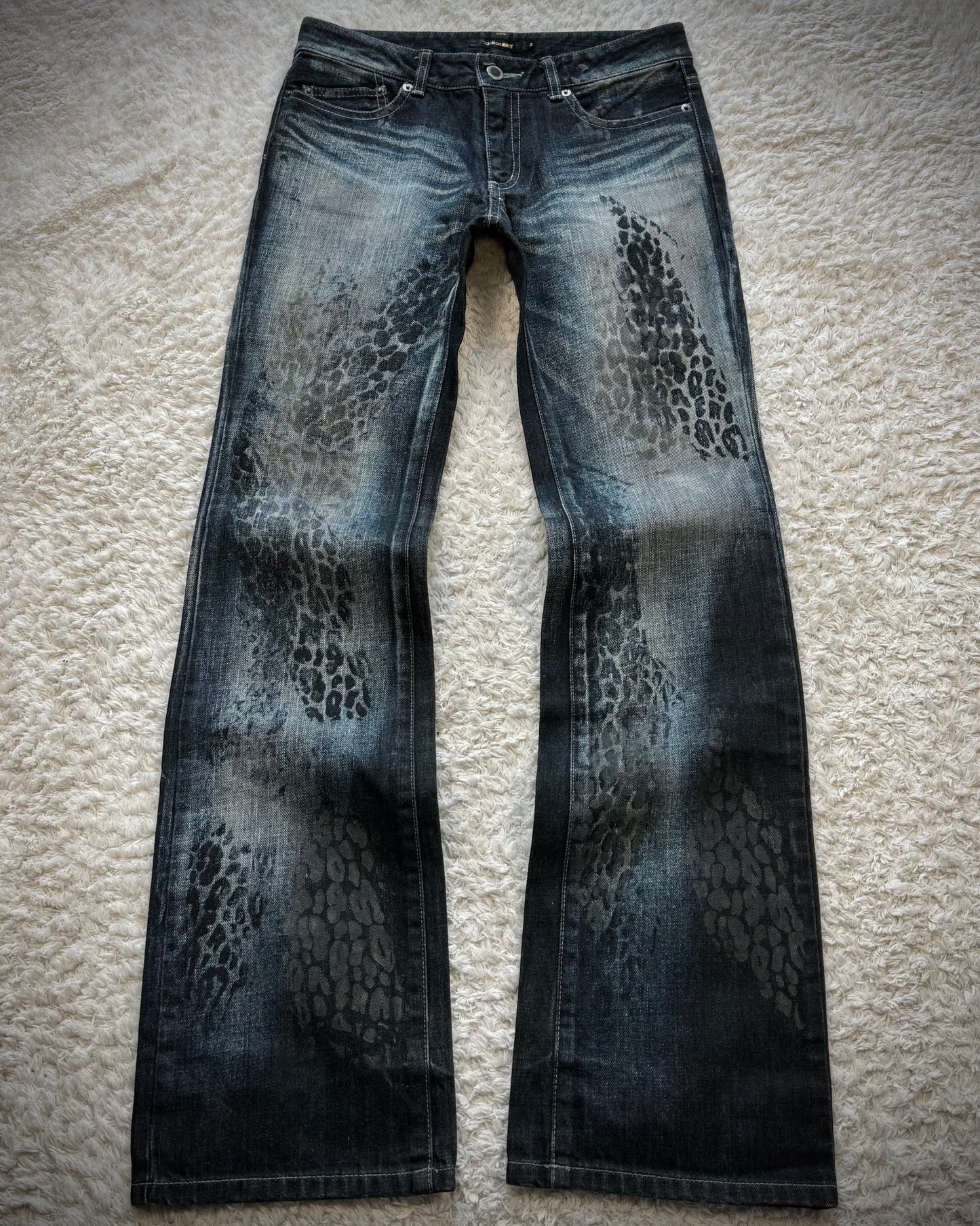 Tornado Mart Leopard Imprinted Bootcut Jeans