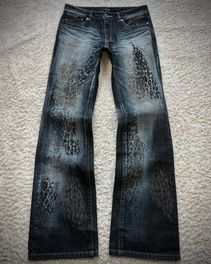 Tornado Mart Leopard Imprinted Bootcut Jeans