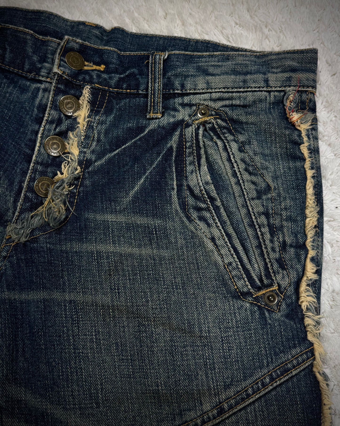 Tornado Mart Fringed Patchwork Flared Jeans