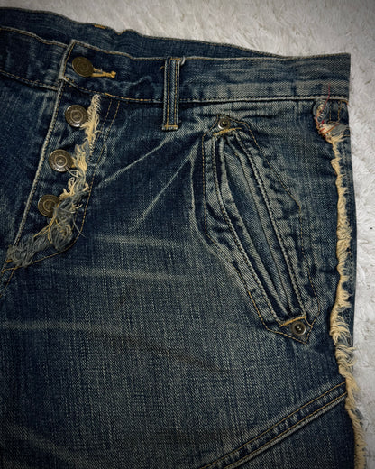 Tornado Mart Fringed Patchwork Flared Jeans