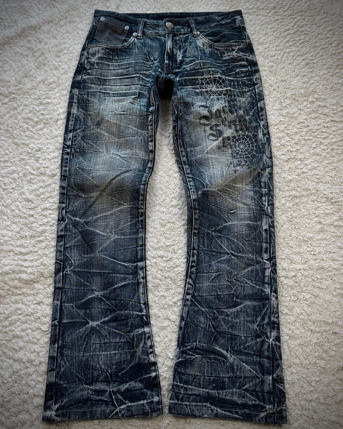 Jack Serika Spider Web Honeycomb Washed Flared Jeans