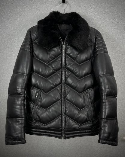 Jack Rose Chunky Fur Leather Puffer Jacket