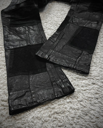 John Cherpas Marquis Flared Leather Patchwork Pants