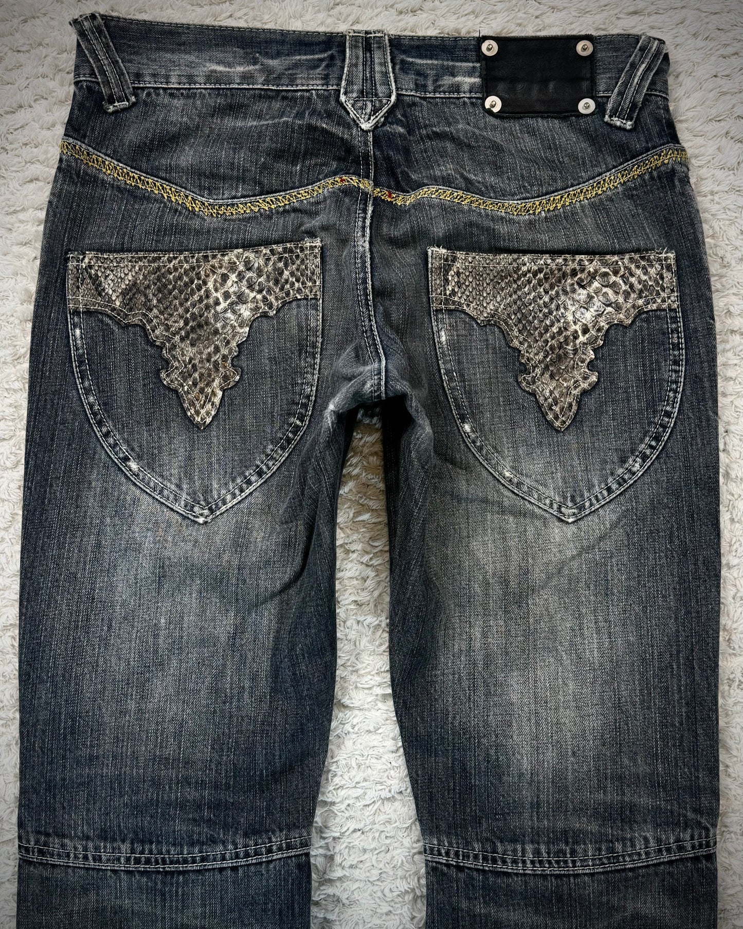 Semantic Design Python Detailed Sword Knee Bootcut Jeans