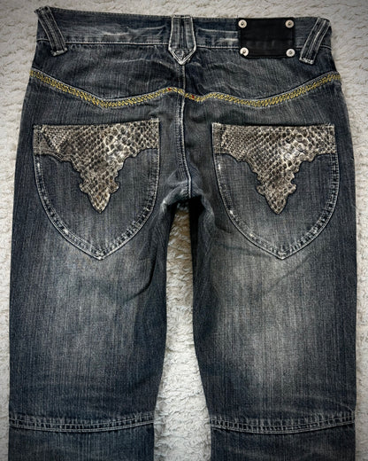 Semantic Design Python Detailed Sword Knee Bootcut Jeans