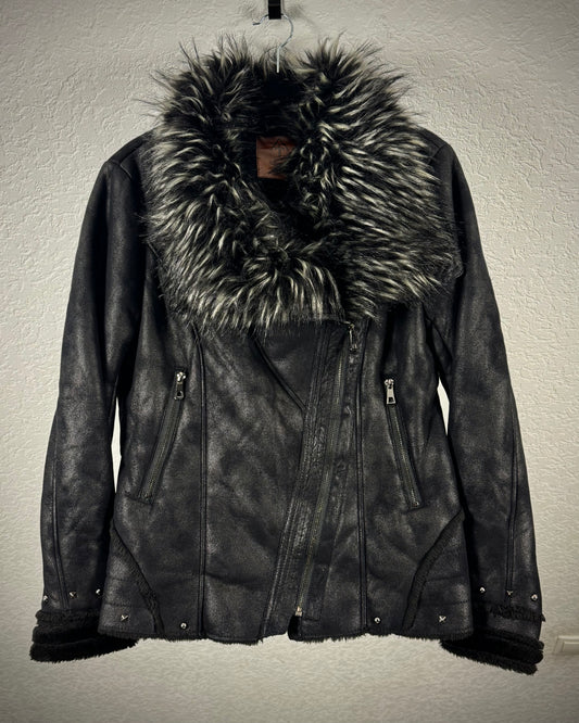 A+F Chunky Faux Fur Luster Textured Jacket