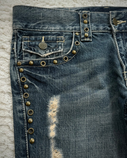 Tornado Mart Pierced Western Spiral Bootcut Jeans