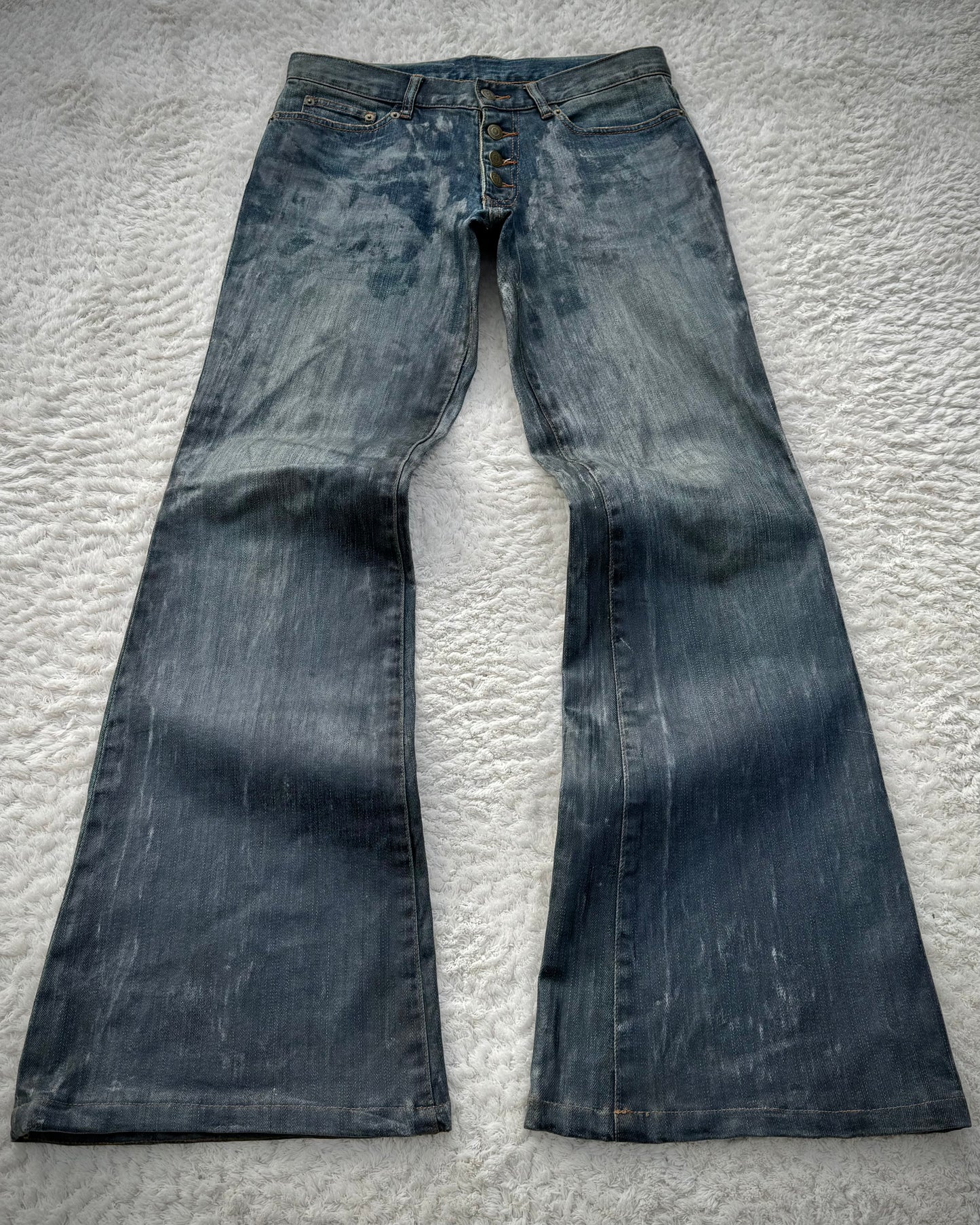 Tornado Mart Heavy Wax Coated Flared Jeans