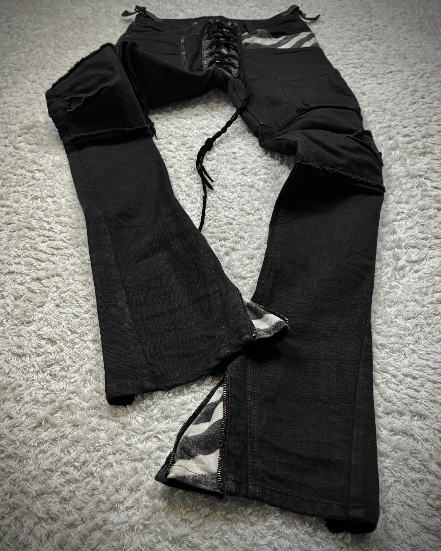 IfSixWasNine Zebra Lace Up Slim Bootcut Pants