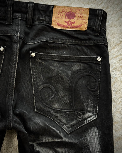 Lagust Clawmarks Coated Bootcut Denim